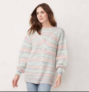 Lauren Conrad Pastel Rainbow Striped Sweater Size XL